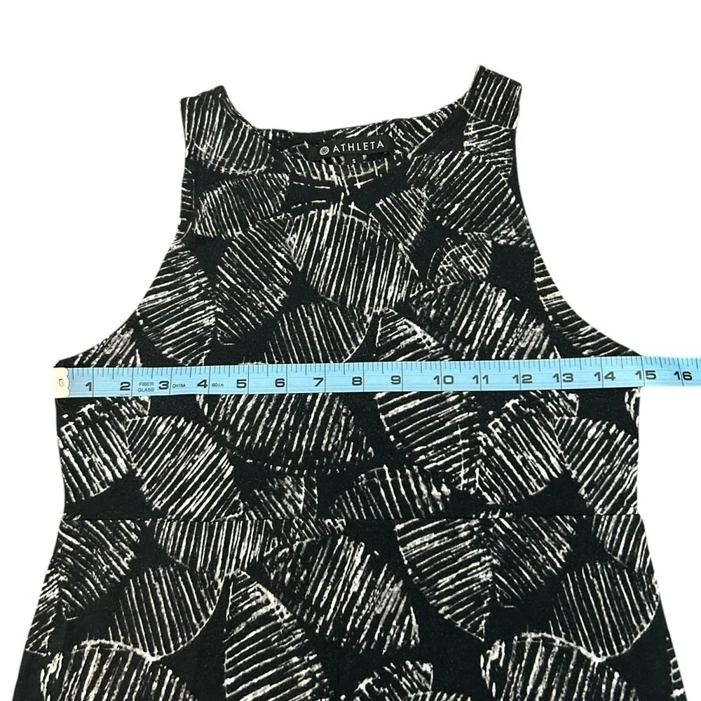 Athleta Black Palm Leaf Santorini Printed High Neck Dress Modal Blend Womens Sml